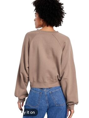 Old Navy Women's SoComfy Oversized Button Front Sweatshirt Acorn Brown Size 2XL